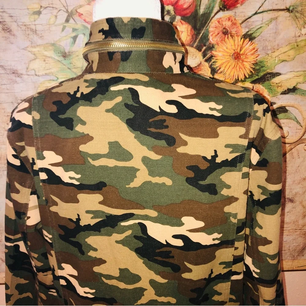 Sz M Asmax Haoduoyi Brown & Green Boho Camo Jacket - Picture 14 of 16